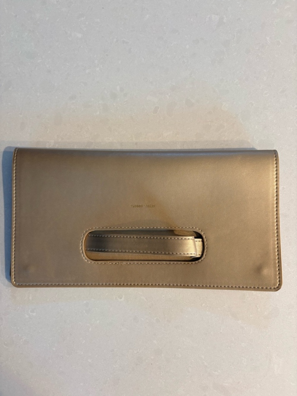 Russell Hazel metallic gold clutch pencil case